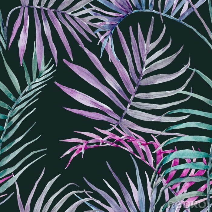 Papier peint  Feuilles de jungle violettes