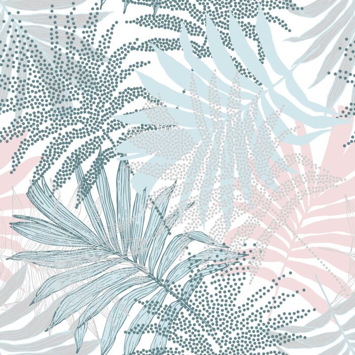 Papier peint  Feuilles de palmier pastel