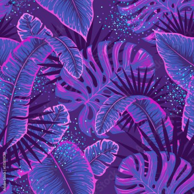 Papier peint  Feuilles de palmier rose pourpre