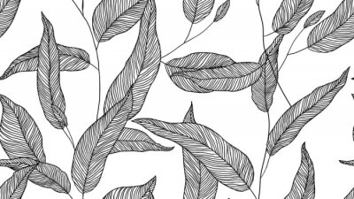 Sticker  Feuilles de plantes esquissées