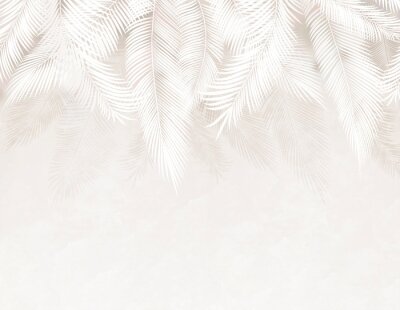 Papier peint  Feuilles délicates dans un décor beige