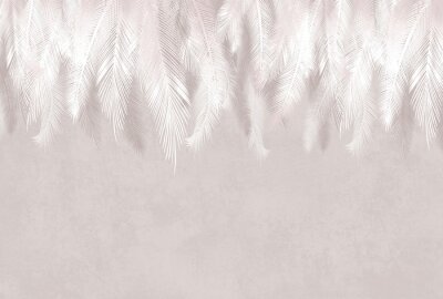 Papier peint  Feuilles délicates sur fond de béton