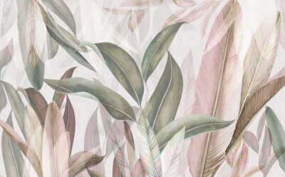 Papier peint  Feuilles longues aux couleurs pastel