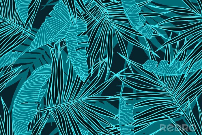 Papier peint  Feuilles tropicales abstraites