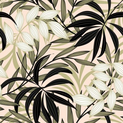 Feuilles tropicales abstraites sur fond clair