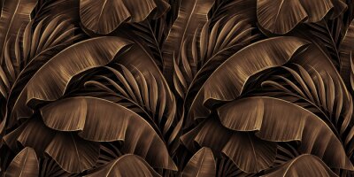 Papier peint  Feuilles tropicales brunes