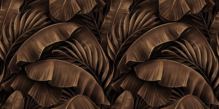 Papier peint  Feuilles tropicales brunes