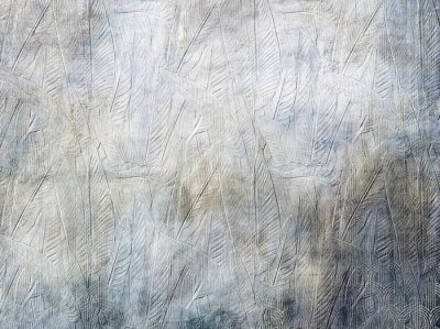 Papier peint  Feuilles tropicales sur un fond texturé avec des formes géométriques