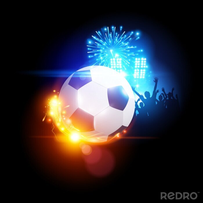 Papier peint  Feux d'artifice et ballon de foot