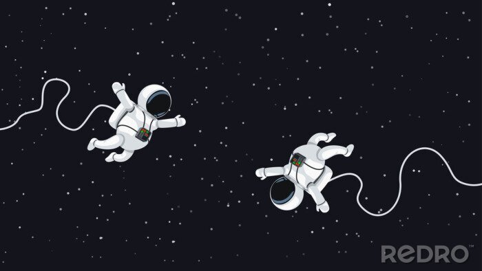 Papier peint  Figure avec deux astronautes