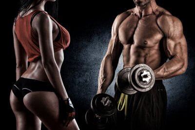 Papier peint  Fitness athlètes sur un fond foncé