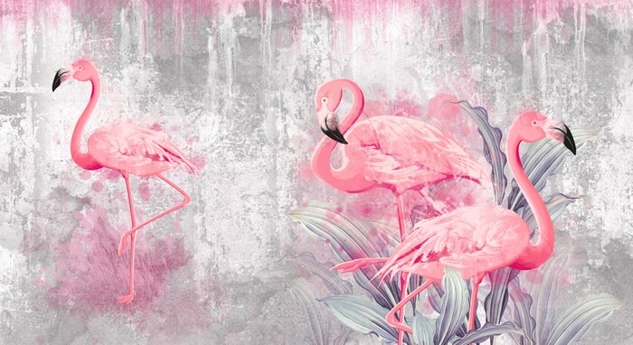 Papier peint  Flamants roses