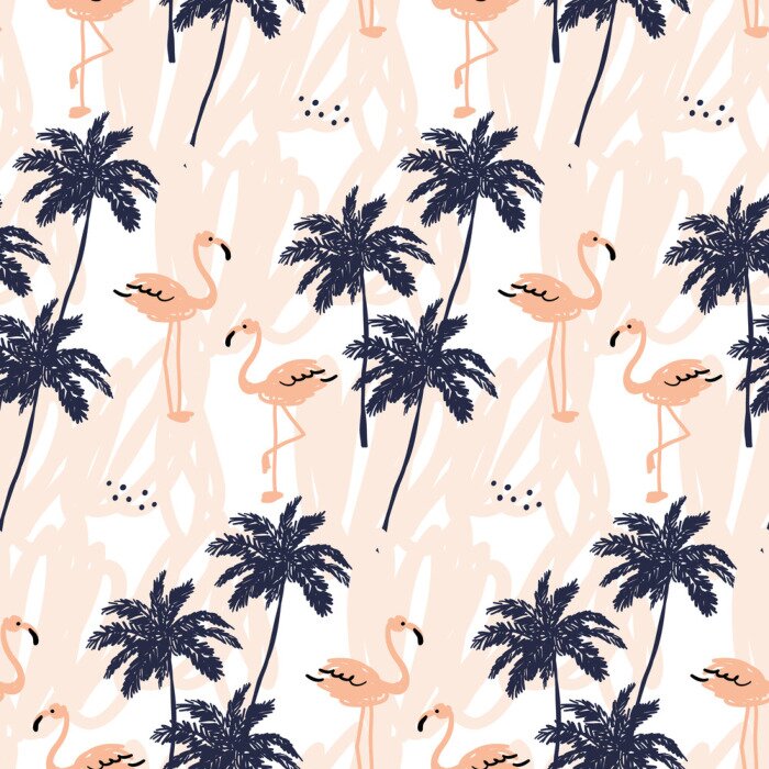 Papier peint  Flamants roses insouciants