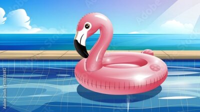 Papier peint  Flamingo seamless pattern on a background of tropical leaves. Popular background