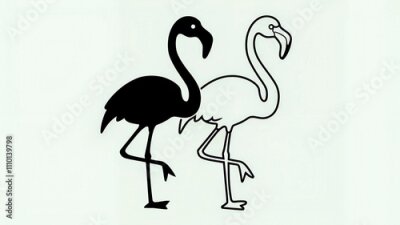 Papier peint  Flamingo seamless pattern on a background of tropical leaves. Popular background