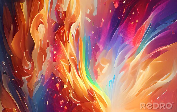 Papier peint  Flammes arc-en-ciel abstraites