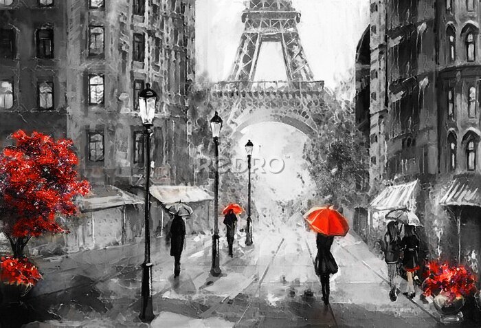 Papier peint  Flâner dans les rues pluvieuses de Paris