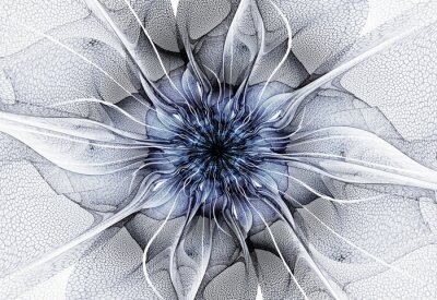 Papier peint  Fleur abstraite dans les tons de bleu