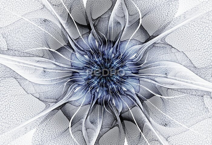 Papier peint  Fleur abstraite dans les tons de bleu