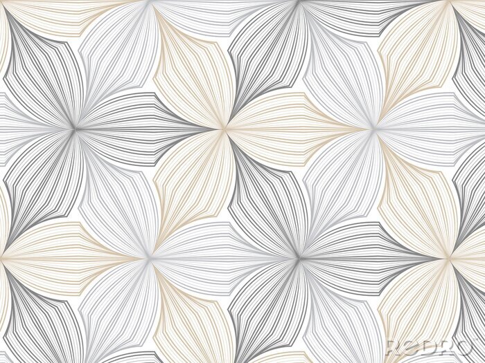 Papier peint  Fleur, modèle, vecteur, répéter, linéaire, pétale, fleur, monochrome, élégant