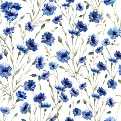Papier peint  Fleurs bleues 9