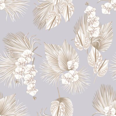 Fleurs Boho sur fond violet pastel