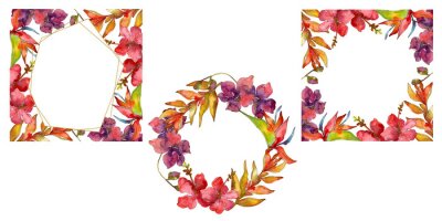 Papier peint  Fleurs botaniques florales tropicales exotiques. Wildflower de feuille de printemps sauvage isolé. Set d'illustration aquarelle. Aquarelle de mode dessin aquarelle isolé.