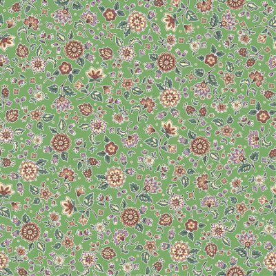 Papier peint  Fleurs colorées et diverses sur fond vert