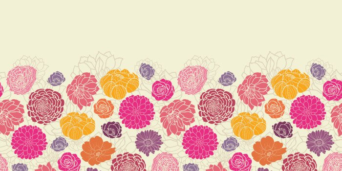 Papier peint  Fleurs colorées sur fond crème