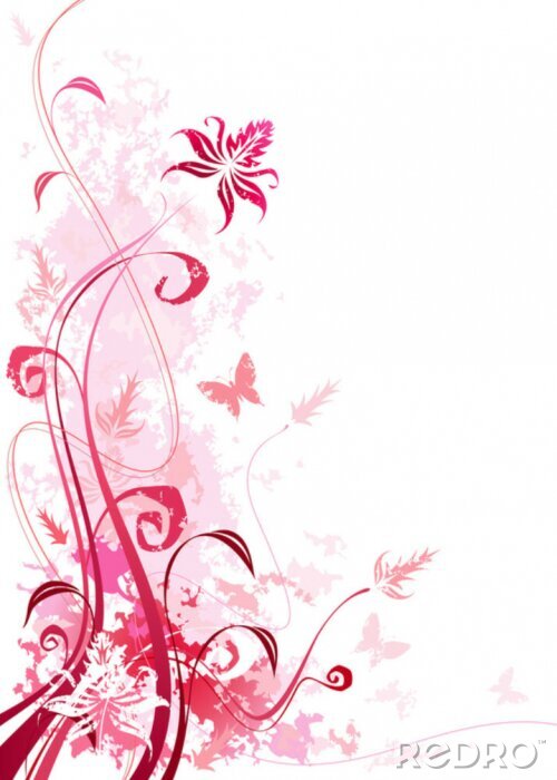 Papier peint  Fleurs couleur rose, vecteur couches fichier.