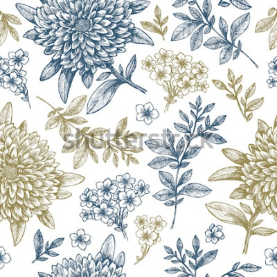 Papier peint  Fleurs croquis