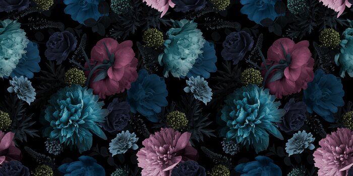 Papier peint  Fleurs de jardin multicolores