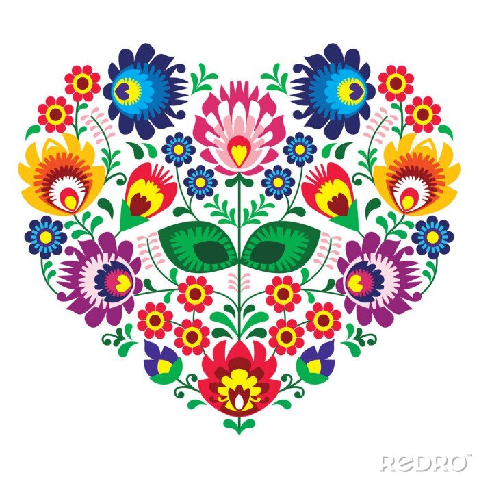 Papier peint  Fleurs de printemps dans un motif folklorique