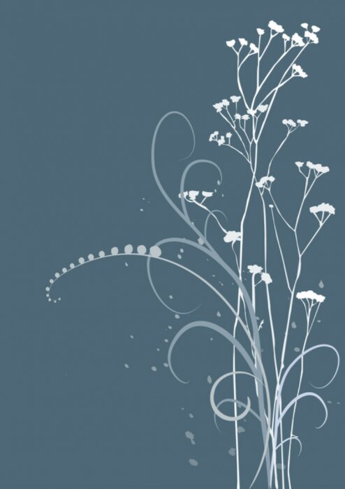 Papier peint  Fleurs des champs sur fond bleu