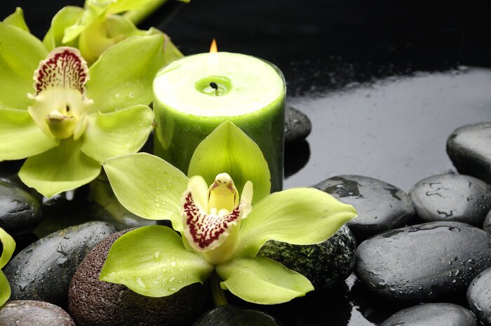 Papier peint  Fleurs et bougie