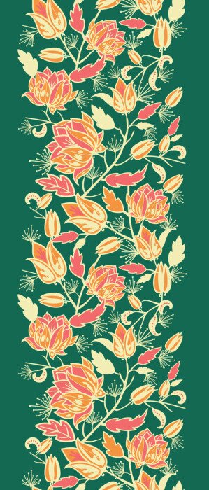 Papier peint  Fleurs exotiques sur fond vert