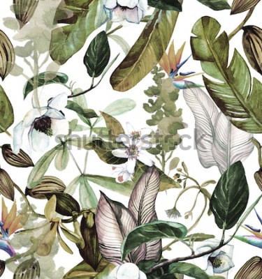 Papier peint  Fleurs feuilles