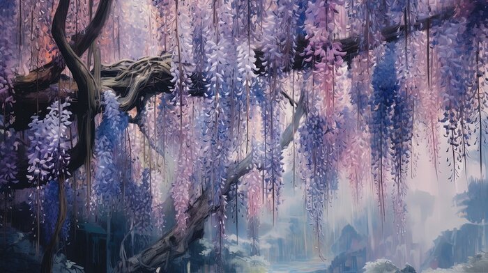 Papier peint  Fleurs magiques de glycine