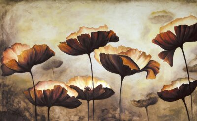 Papier peint  Fleurs marron aquarelle