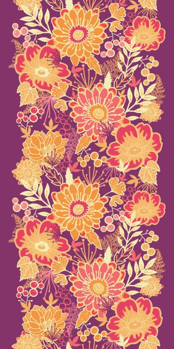 Papier peint  Fleurs orange sur fond violet
