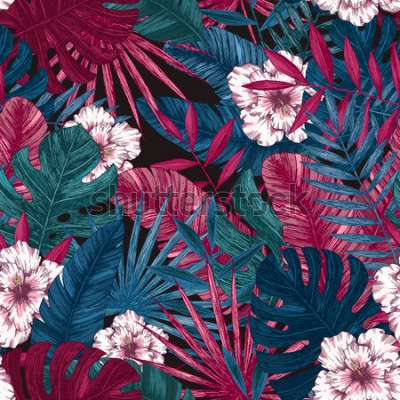 Papier peint  Fleurs roses