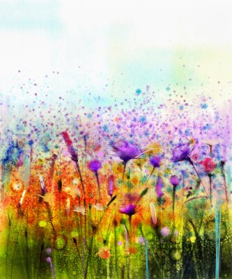 Fleurs sauvages dans une prairie version aquarelle