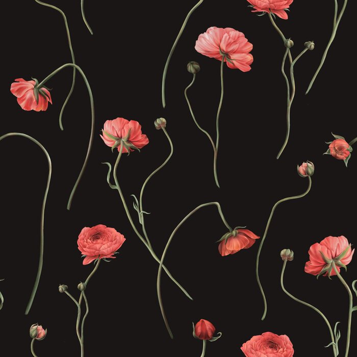 Papier peint  Fleurs sauvages délicates