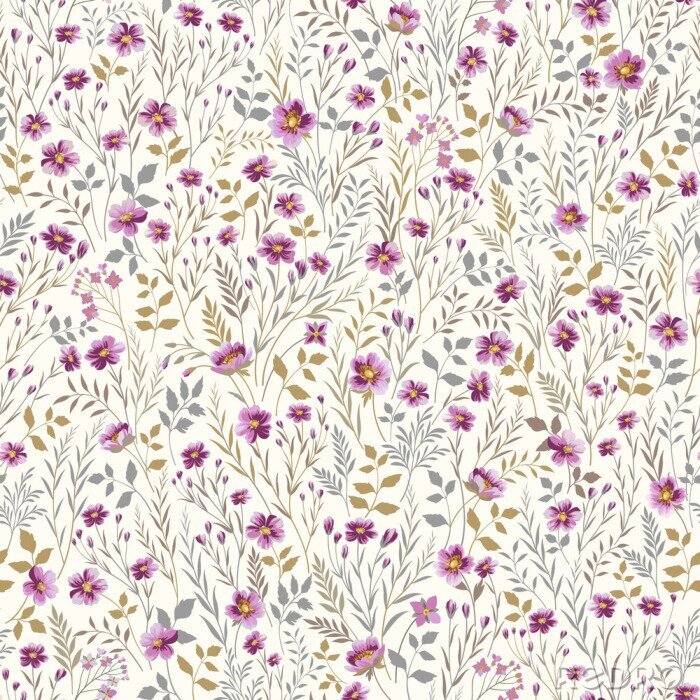 Papier peint  Fleurs sauvages roses