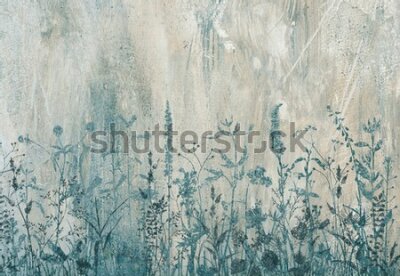 Papier peint  Fleurs sauvages sur fond texturé