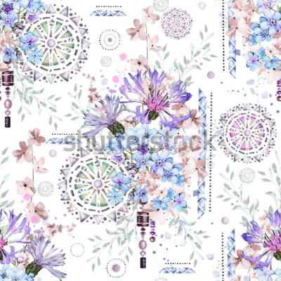 Papier peint  Fleurs subtiles et mandala