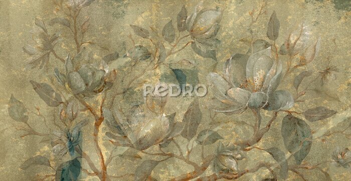 Papier peint  Fleurs sur les branches dans le style vintage