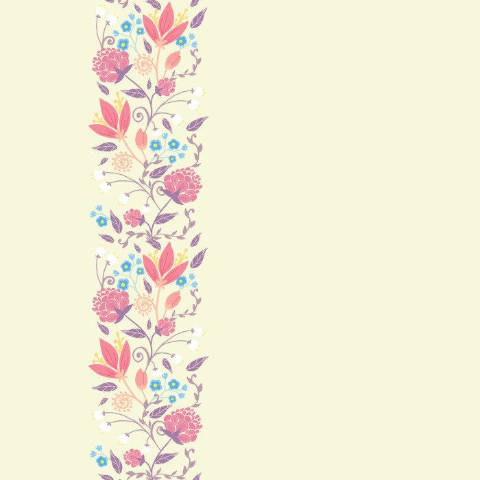 Papier peint  Fleurs sur une bande décorative