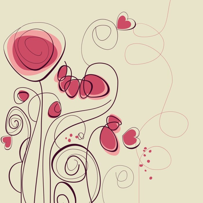 Papier peint  Fleurs sur une composition décorative