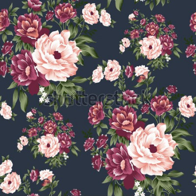 Papier peint  Fleurs vintage motif